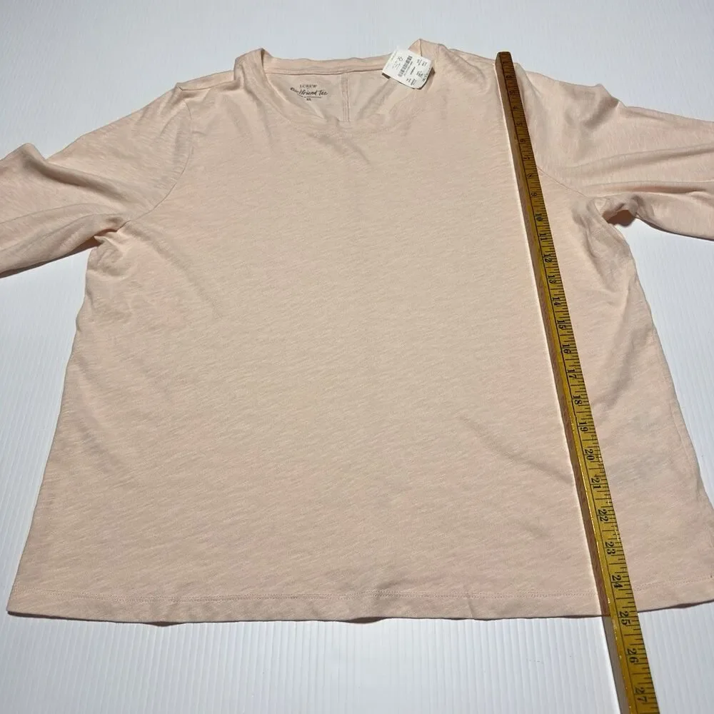 J.Crew Girlfriend Tee Shirt Womens XL Light Pink  Crew Neck Long Sleeve Top NWT
